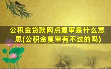 公积金贷款网点复审是什么意思(公积金复审有不过的吗)