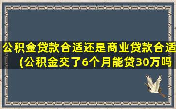 公积金贷款合适还是商业贷款合适(公积金交了6个月能贷30万吗)