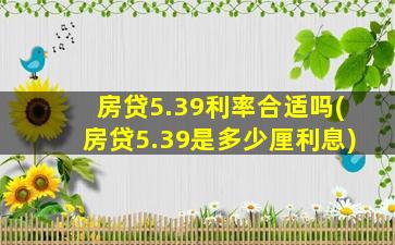 房贷5.39利率合适吗(房贷5.39是多少厘利息)