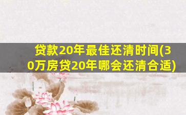 贷款20年最佳还清时间(30万房贷20年哪会还清合适)