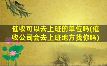 催收可以去上班的单位吗(催收公司会去上班地方找你吗)