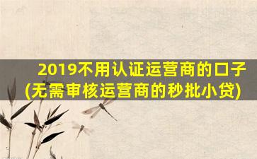 2019不用认证运营商的口子(无需审核运营商的秒批小贷)