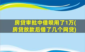 房贷审批中借呗用了1万(房贷放款后借了几个网贷)