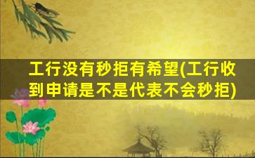 工行没有秒拒有希望(工行收到申请是不是代表不会秒拒)