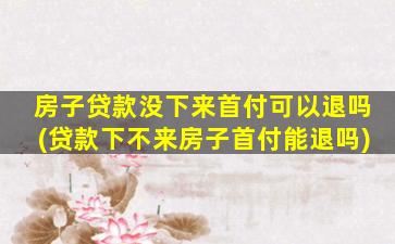 房子贷款没下来首付可以退吗(贷款下不来房子首付能退吗)