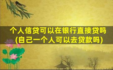 个人信贷可以在银行直接贷吗(自己一个人可以去贷款吗)