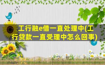 工行融e借一直处理中(工行贷款一直受理中怎么回事)