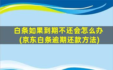 白条如果到期不还会怎么办(京东白条逾期还款方法)