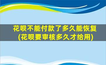 花呗不能付款了多久能恢复(花呗要审核多久才给用)