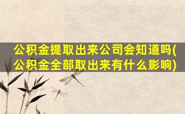 公积金提取出来公司会知道吗(公积金全部取出来有什么影响)