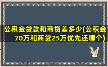 公积金贷款和商贷差多少(公积金70万和商贷25万优先还哪个)