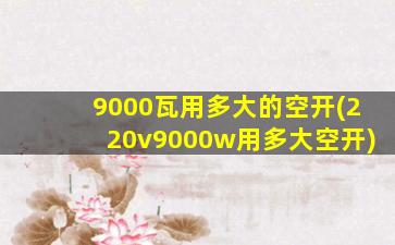 9000瓦用多大的空开(220v9000w用多大空开)