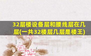 32层楼设备层和腰线层在几层(一共32楼层几层是楼王)