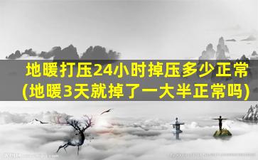 地暖打压24小时掉压多少正常(地暖3天就掉了一大半正常吗)