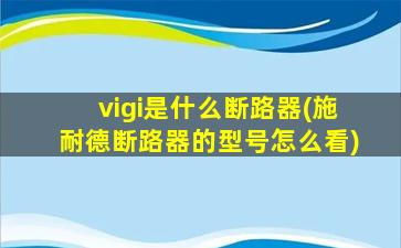 vigi是什么断路器(施耐德断路器的型号怎么看)