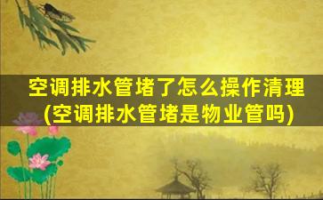 空调排水管堵了怎么操作清理(空调排水管堵是物业管吗)