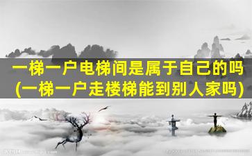 一梯一户电梯间是属于自己的吗(一梯一户走楼梯能到别人家吗)