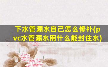 下水管漏水自己怎么修补(pvc水管漏水用什么能封住水)
