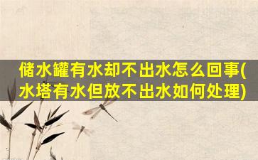 储水罐有水却不出水怎么回事(水塔有水但放不出水如何处理)