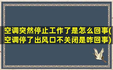 空调突然停止工作了是怎么回事(空调停了出风口不关闭是咋回事)