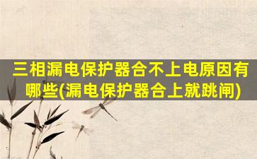 三相漏电保护器合不上电原因有哪些(漏电保护器合上就跳闸)