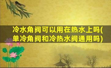 冷水角阀可以用在热水上吗(单冷角阀和冷热水阀通用吗)