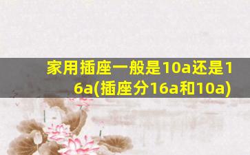 家用插座一般是10a还是16a(插座分16a和10a)
