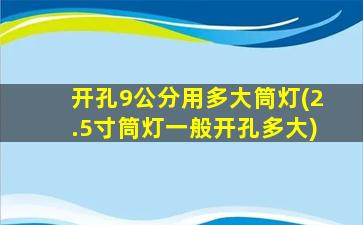 开孔9公分用多大筒灯(2.5寸筒灯一般开孔多大)