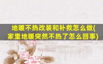 地暖不热改装和补救怎么做(家里地暖突然不热了怎么回事)