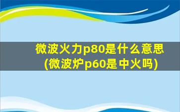 微波火力p80是什么意思(微波炉p60是中火吗)