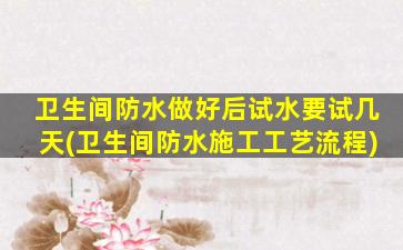 卫生间防水做好后试水要试几天(卫生间防水施工工艺流程)