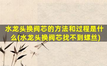 水龙头换阀芯的方法和过程是什么(水龙头换阀芯找不到螺丝)