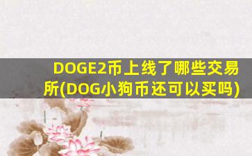 DOGE2币上线了哪些交易所(DOG小狗币还可以买吗)