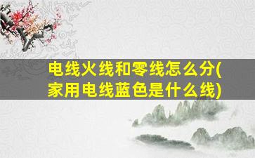 电线火线和零线怎么分(家用电线蓝色是什么线)