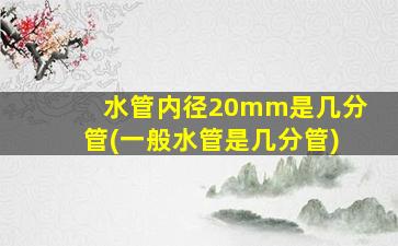 水管内径20mm是几分管(一般水管是几分管)