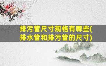 排污管尺寸规格有哪些(排水管和排污管的尺寸)