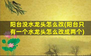 阳台没水龙头怎么改(阳台只有一个水龙头怎么改成两个)
