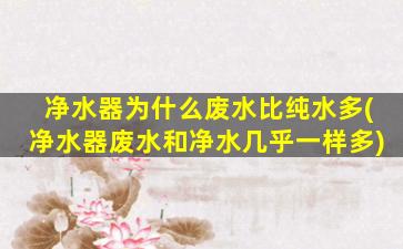 净水器为什么废水比纯水多(净水器废水和净水几乎一样多)