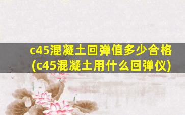 c45混凝土回弹值多少合格(c45混凝土用什么回弹仪)