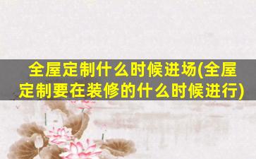 全屋定制什么时候进场(全屋定制要在装修的什么时候进行)