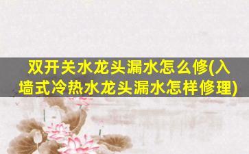 双开关水龙头漏水怎么修(入墙式冷热水龙头漏水怎样修理)