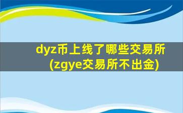 dyz币上线了哪些交易所(zgye交易所不出金)