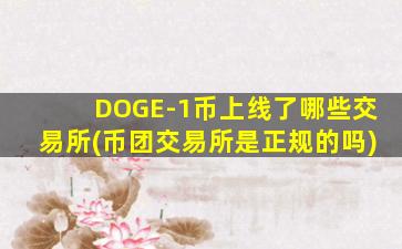 DOGE-1币上线了哪些交易所(币团交易所是正规的吗)