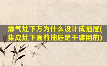燃气灶下方为什么设计成抽屉(集成灶下面的抽屉是干嘛用的)