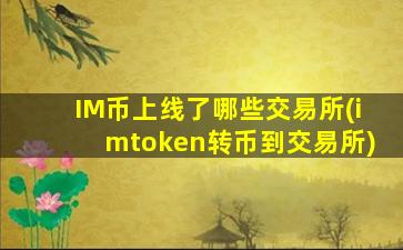 IM币上线了哪些交易所(imtoken转币到交易所)