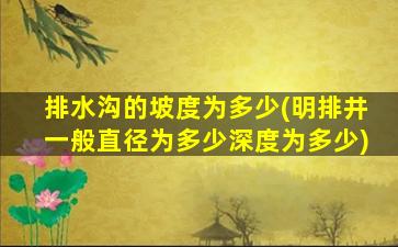 排水沟的坡度为多少(明排井一般直径为多少深度为多少)