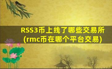 RSS3币上线了哪些交易所(rmc币在哪个平台交易)