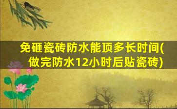 免砸瓷砖防水能顶多长时间(做完防水12小时后贴瓷砖)