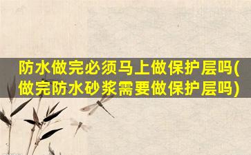 防水做完必须马上做保护层吗(做完防水砂浆需要做保护层吗)