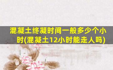 混凝土终凝时间一般多少个小时(混凝土12小时能走人吗)